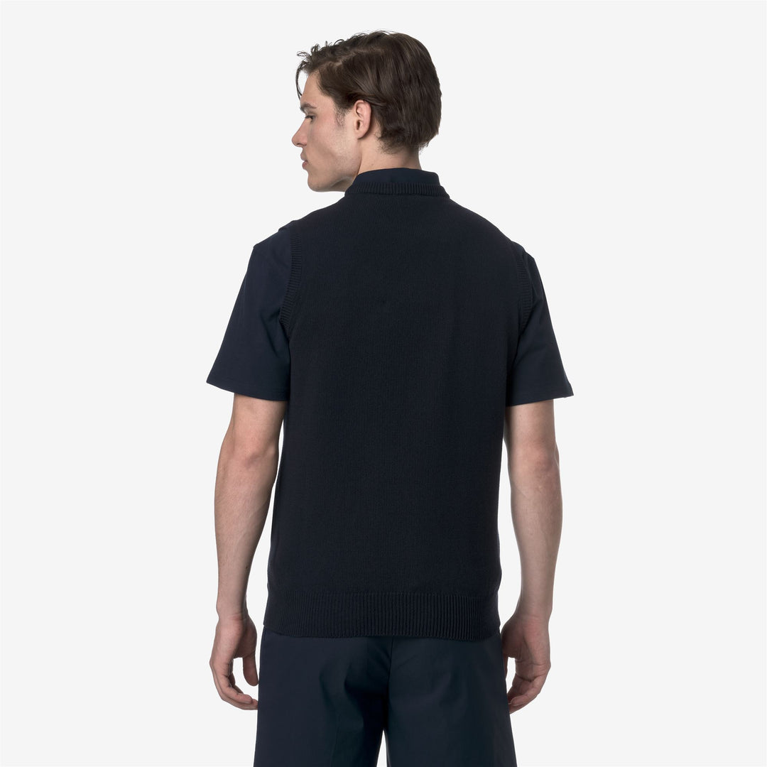 Blue Unisex Cotton Golf Vest Sweater with Ribbed Edges main