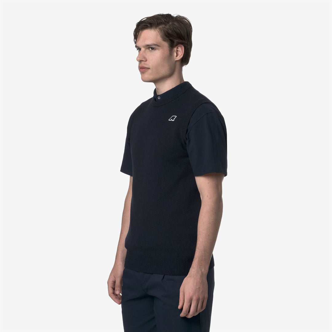 Blue Unisex Cotton Golf Vest Sweater with Ribbed Edges main