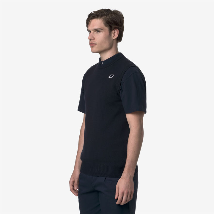 Blue Unisex Cotton Golf Vest Sweater with Ribbed Edges 4