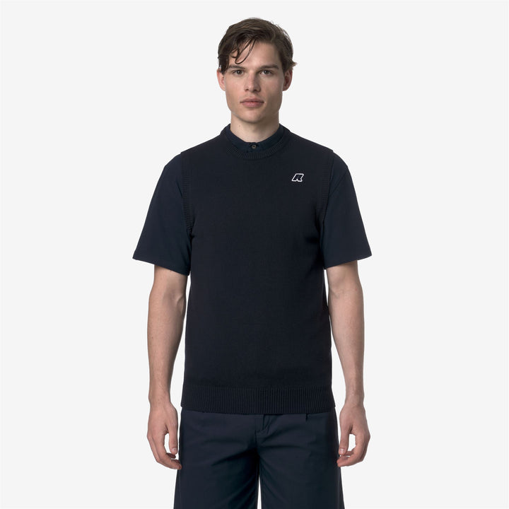 Blue Unisex Cotton Golf Vest Sweater with Ribbed Edges 3