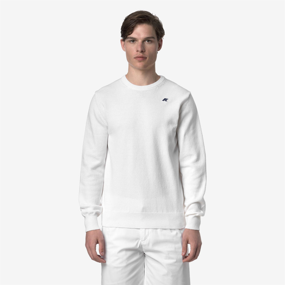 Bright white Men's Cotton Golf Crewneck Pullover Sweater 01