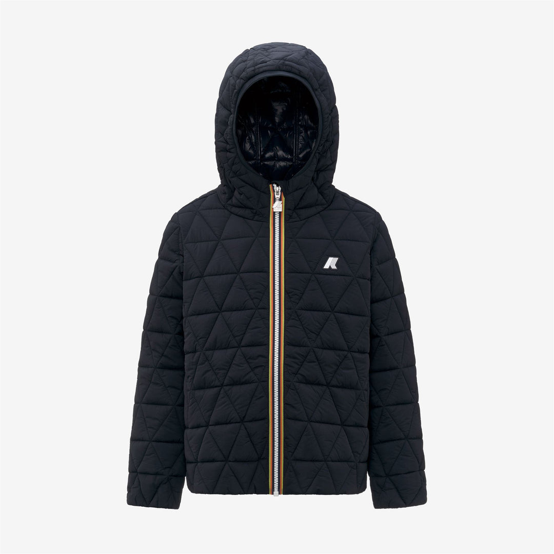 Blue girl's Quilted Short Jacket with Hood and Insulation 01