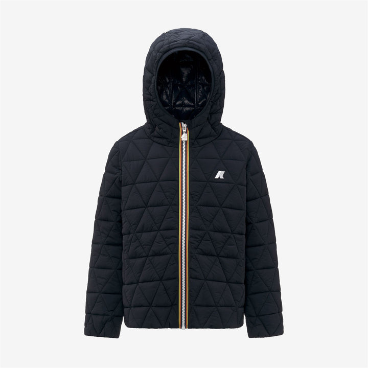 Giacca corta trapuntata blu con cappuccio e isolamento per bambina 1