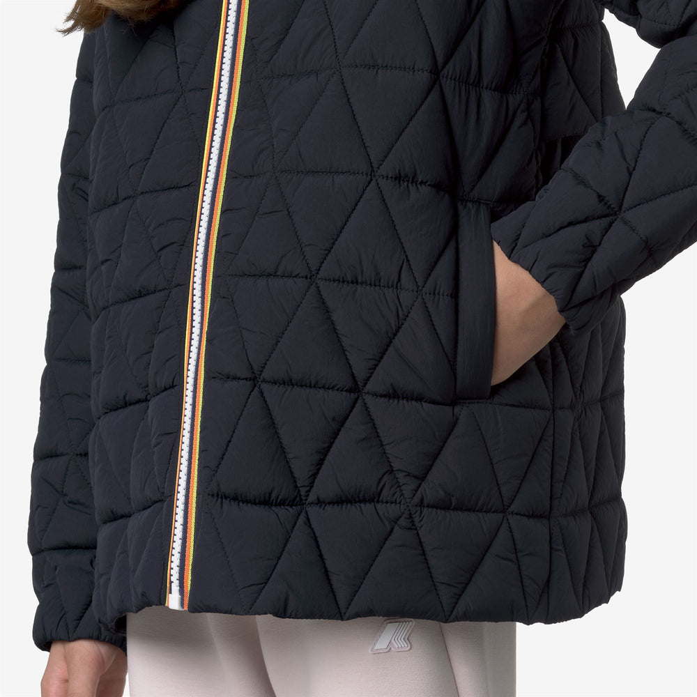 Blue girl's Quilted Short Jacket with Hood and Insulation 02