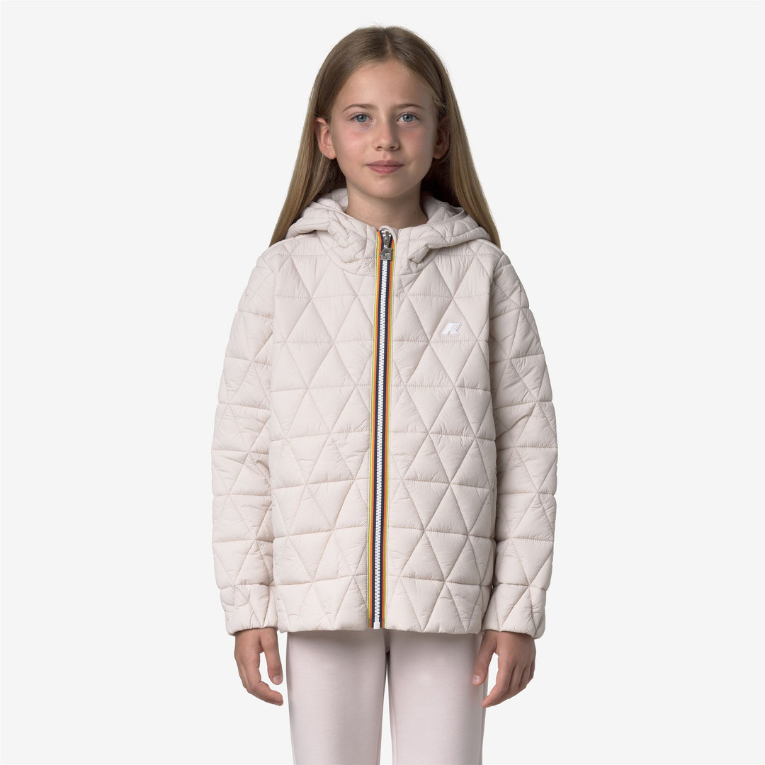 Grey girl's Quilted Short Jacket with PrimaLoft Insulation 01