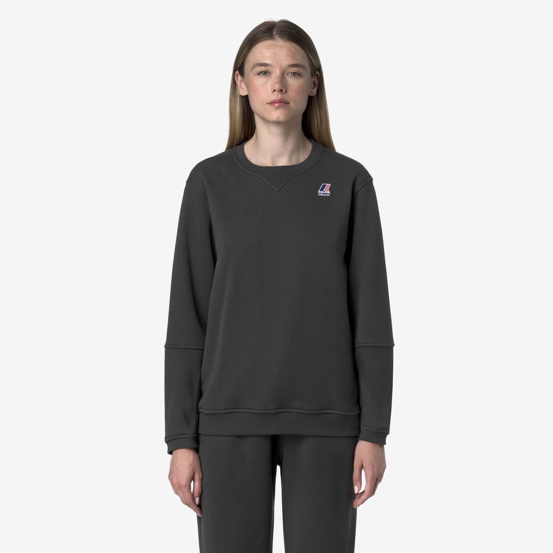 Jersey unisex de cuello redondo de polar cepillado gris oscuro main