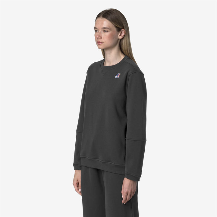 Jersey unisex de cuello redondo de polar cepillado gris oscuro 4