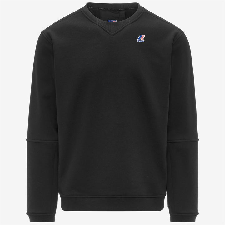 Suéter unisex de cuello redondo de polar cepillado negro para actividades al aire libre 1