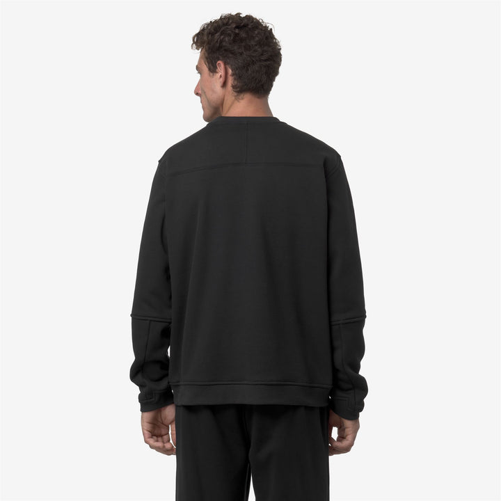 Suéter unisex de cuello redondo de polar cepillado negro para actividades al aire libre 5