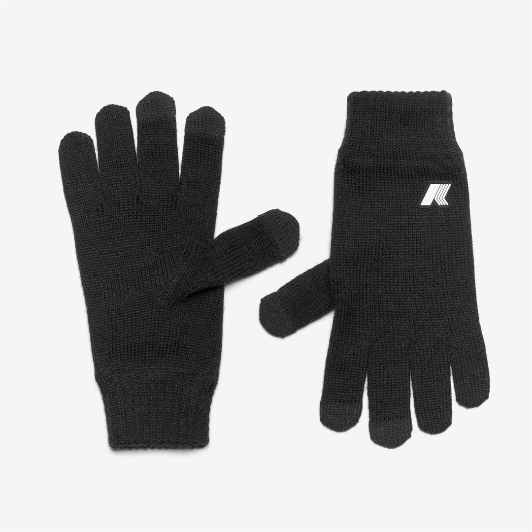 Grey Black Unisex Wool Winter Gloves with Ribbed Cuffs 01