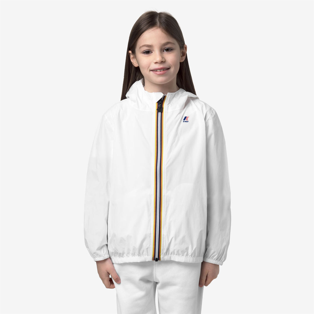 Chaqueta resistente al clima plegable unisex para niños gris y blanca 01