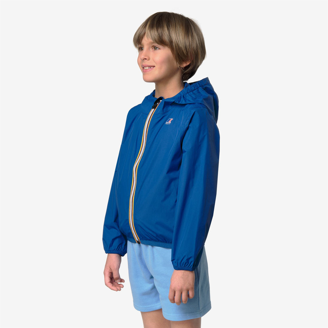 Chaqueta de clima plegable para niños en azul real con tela transpirable main