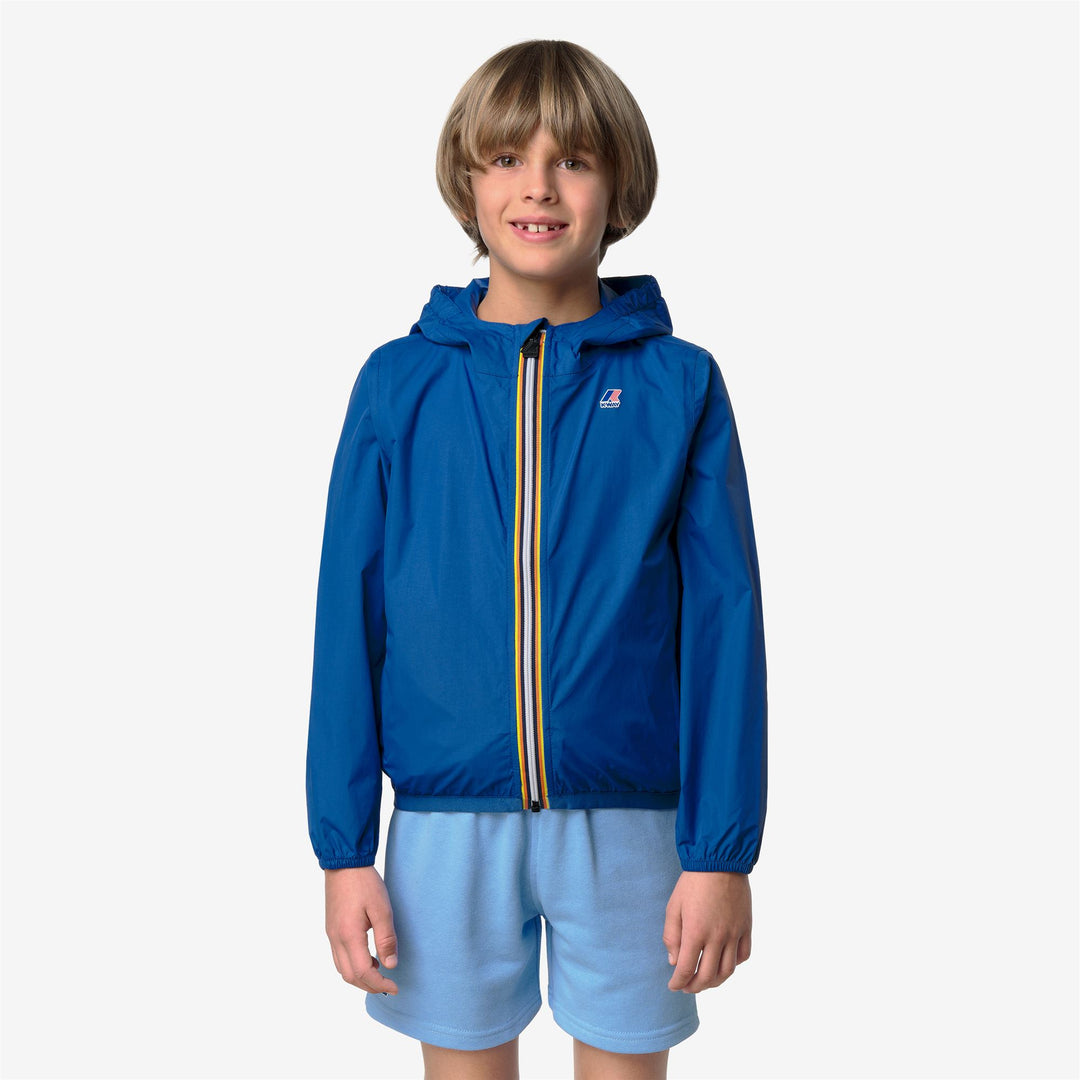 Chaqueta de clima plegable para niños en azul real con tela transpirable main