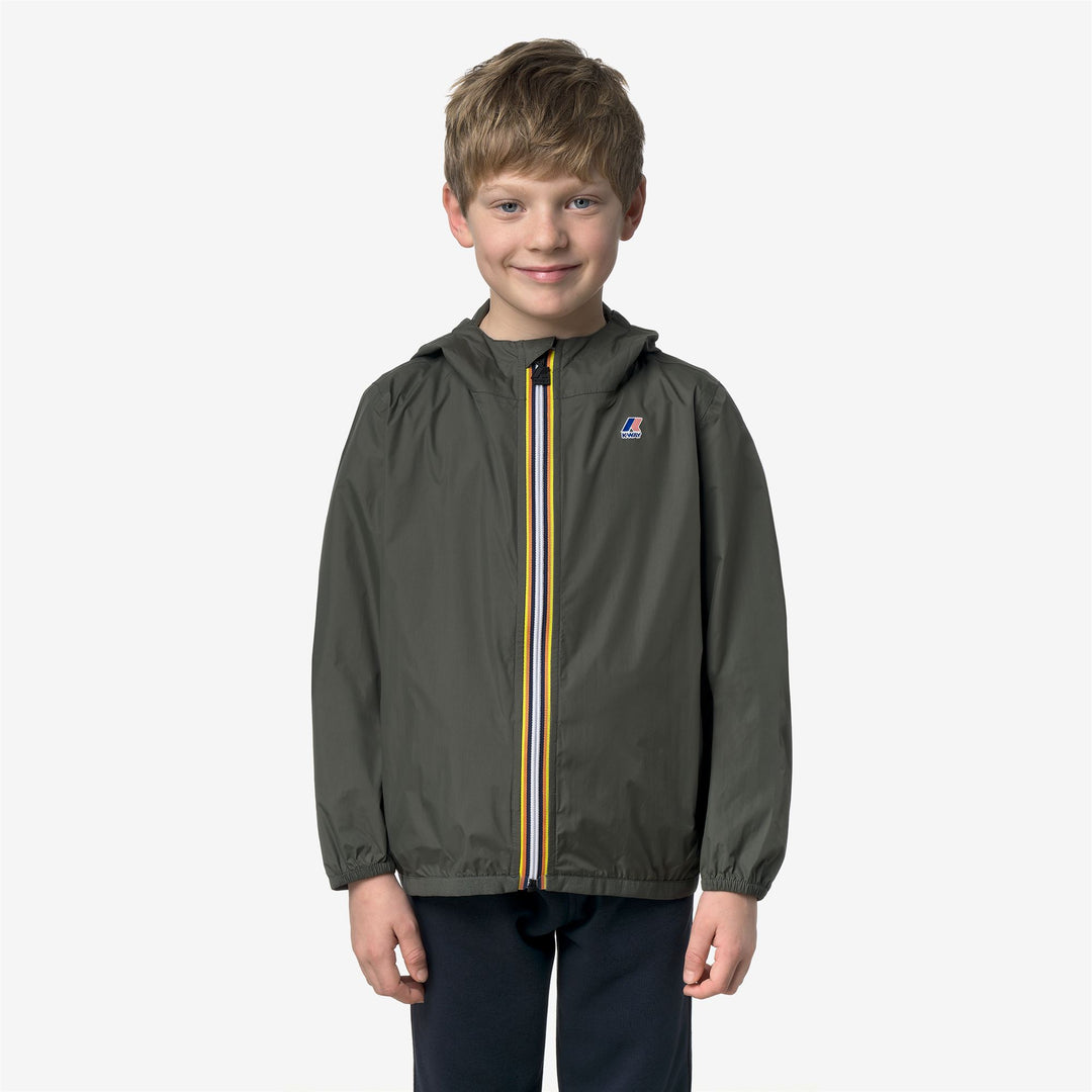 Chaqueta para niños negra verdosa, resistente al clima y plegable 01