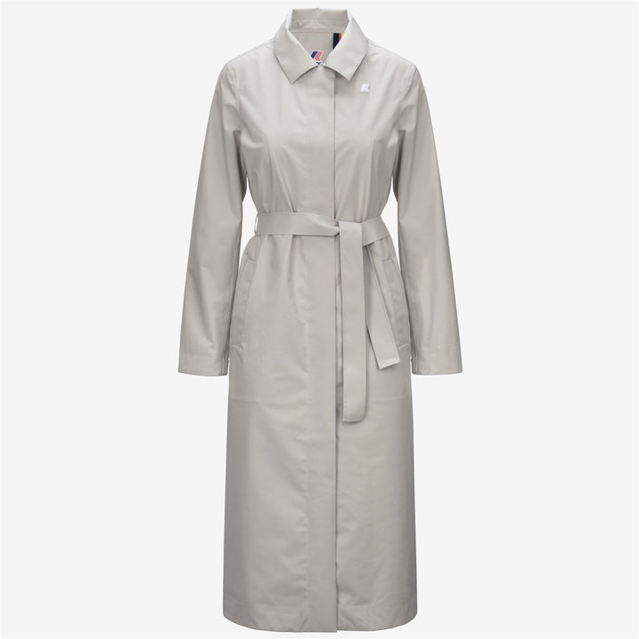 Trench impermeable largo beige y gris para mujer para uso urbano 5
