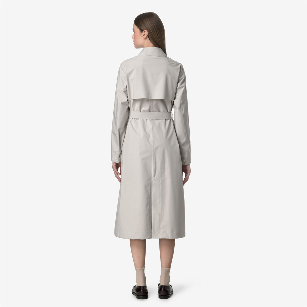 Beige Grey Women's Long Waterproof Raincoat for City Wear 02