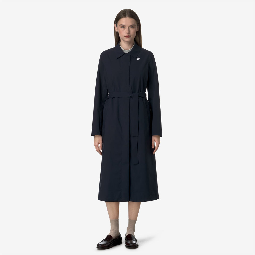 Blue Women's Long Waterproof Raincoat with Insulating Membrane 01