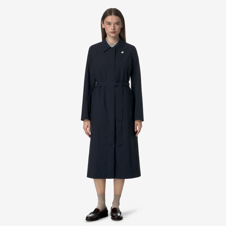 Impermeable largo azul para mujer con membrana aislante 1