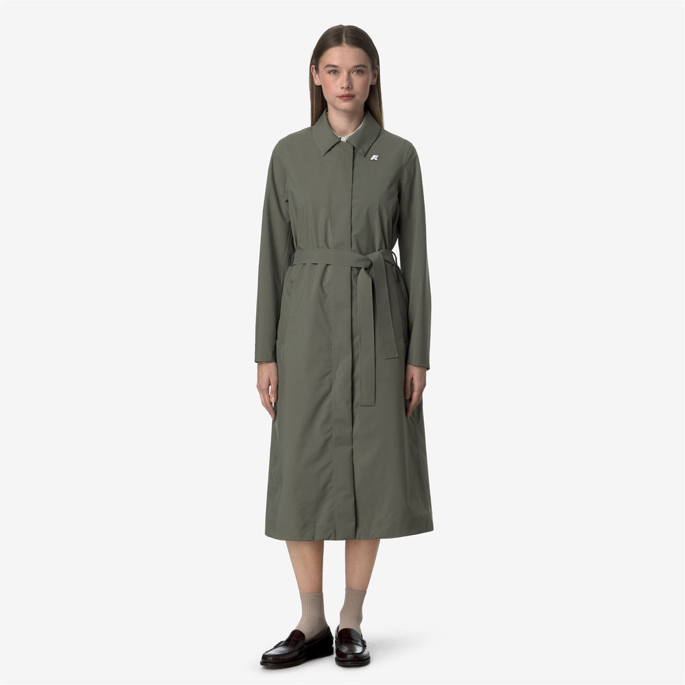 Lichen green Women's Long Waterproof Raincoat for City Wear 02