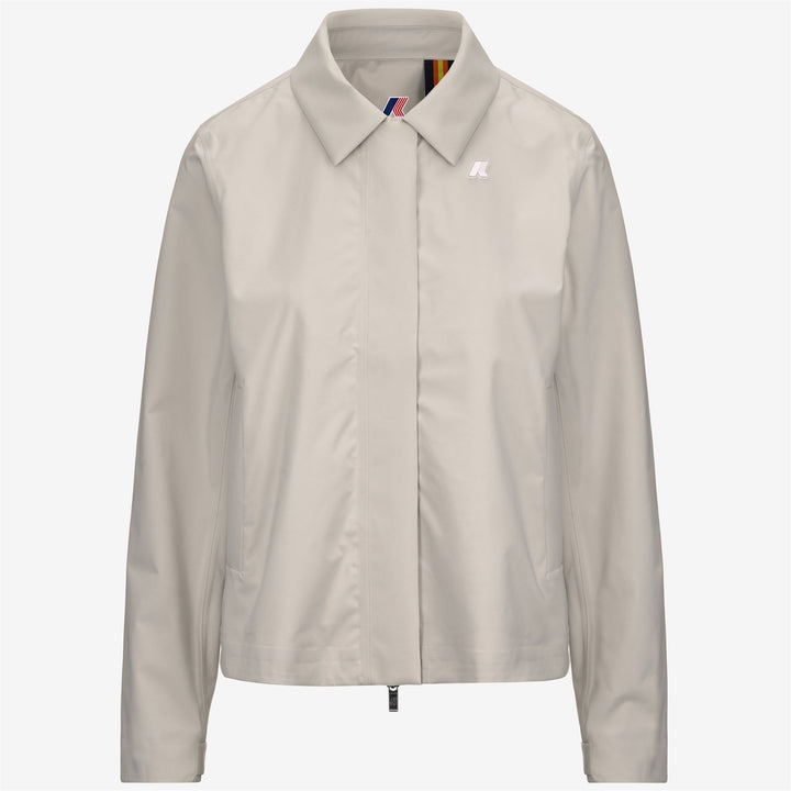 Chaqueta corta de ciudad impermeable para mujer en beige y gris 5