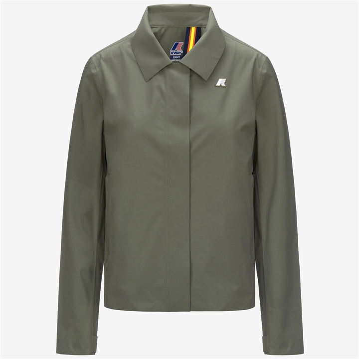 Chaqueta corta impermeable elástica verde para mujer 5