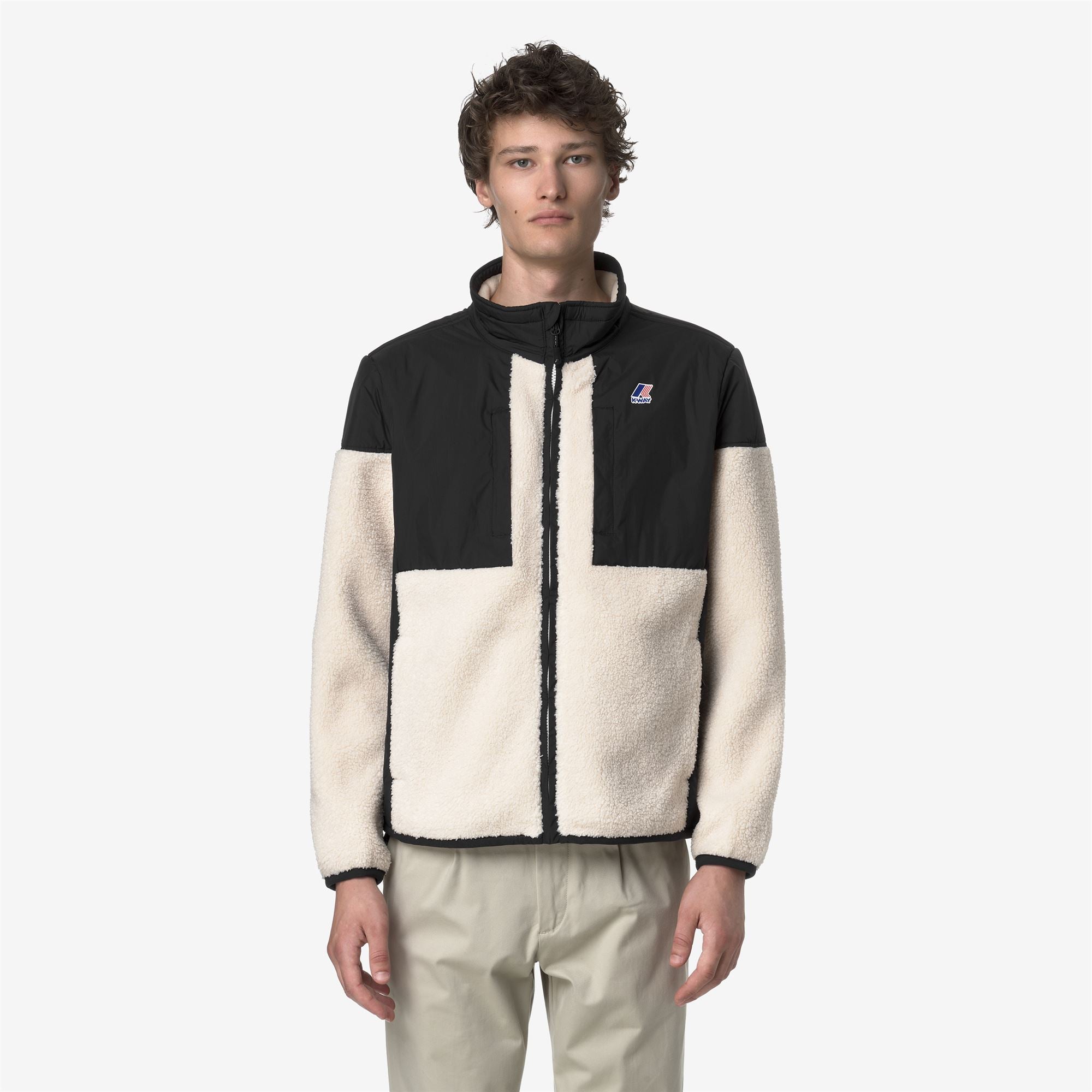 Fleece_UNISEX_SIXTE 4.0 ORSETTO_Jacket_Black Pure-Ecru - Commercial 3