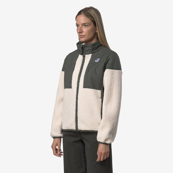 Chaqueta polar unisex verde negruzca con sherpa y aislamiento 4