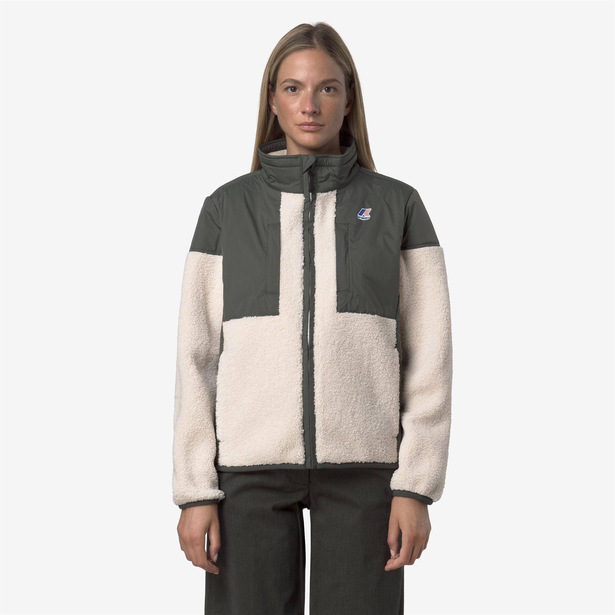 Fleece_UNISEX_SIXTE 4.0 ORSETTO_Jacket_GREEN BLACKISH--Ecru - Commercial 4