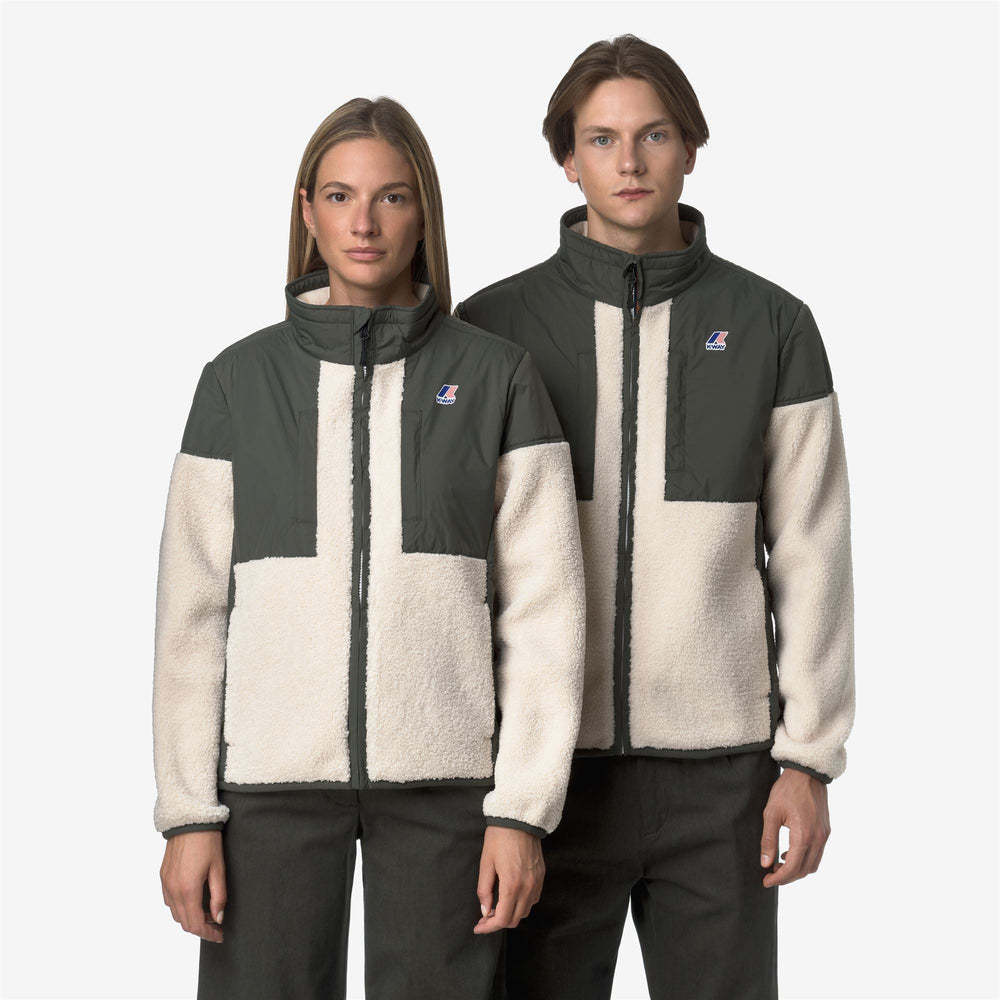 Green blackish Unisex Fleece Jacket with Sherpa and Insulation 02