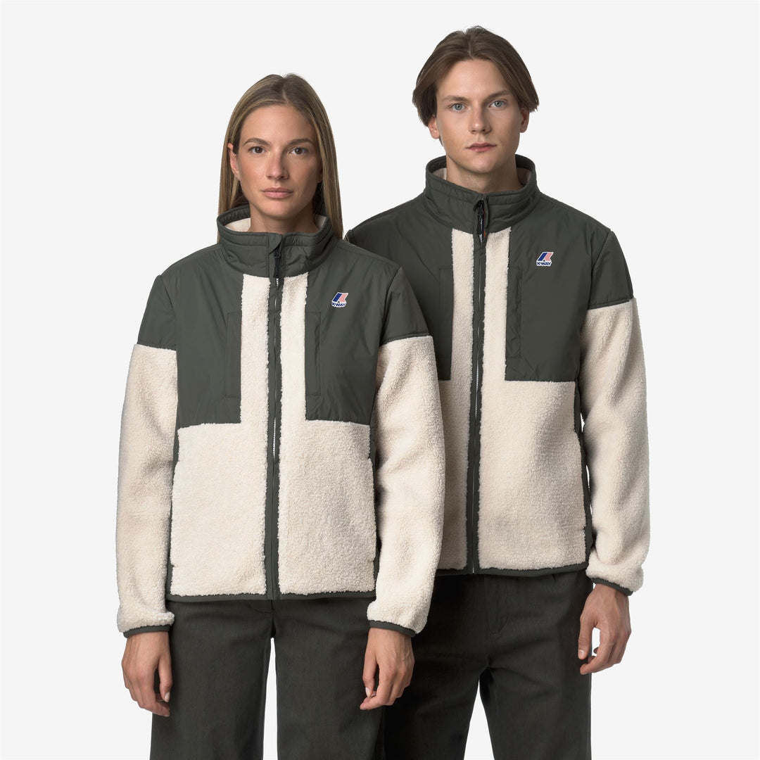 Chaqueta polar unisex verde negruzca con sherpa y aislamiento main