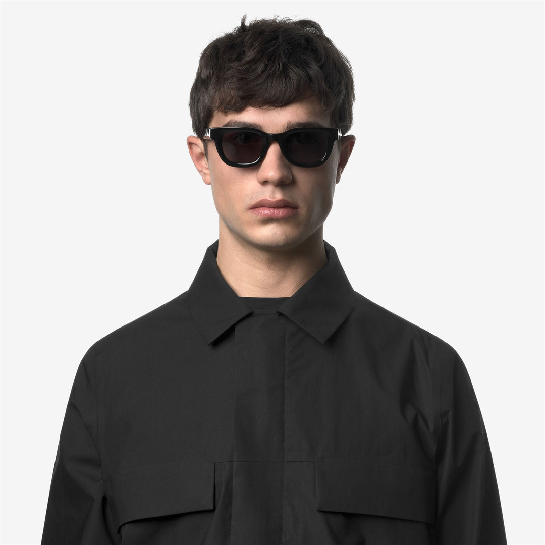 Grey Unisex Rectangular Acetate Sunglasses with Bold Temples 01