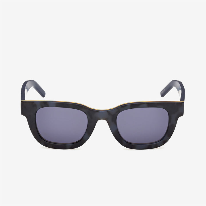 Gafas de sol unisex azules con patillas llamativas y el icónico detalle K-Way 3