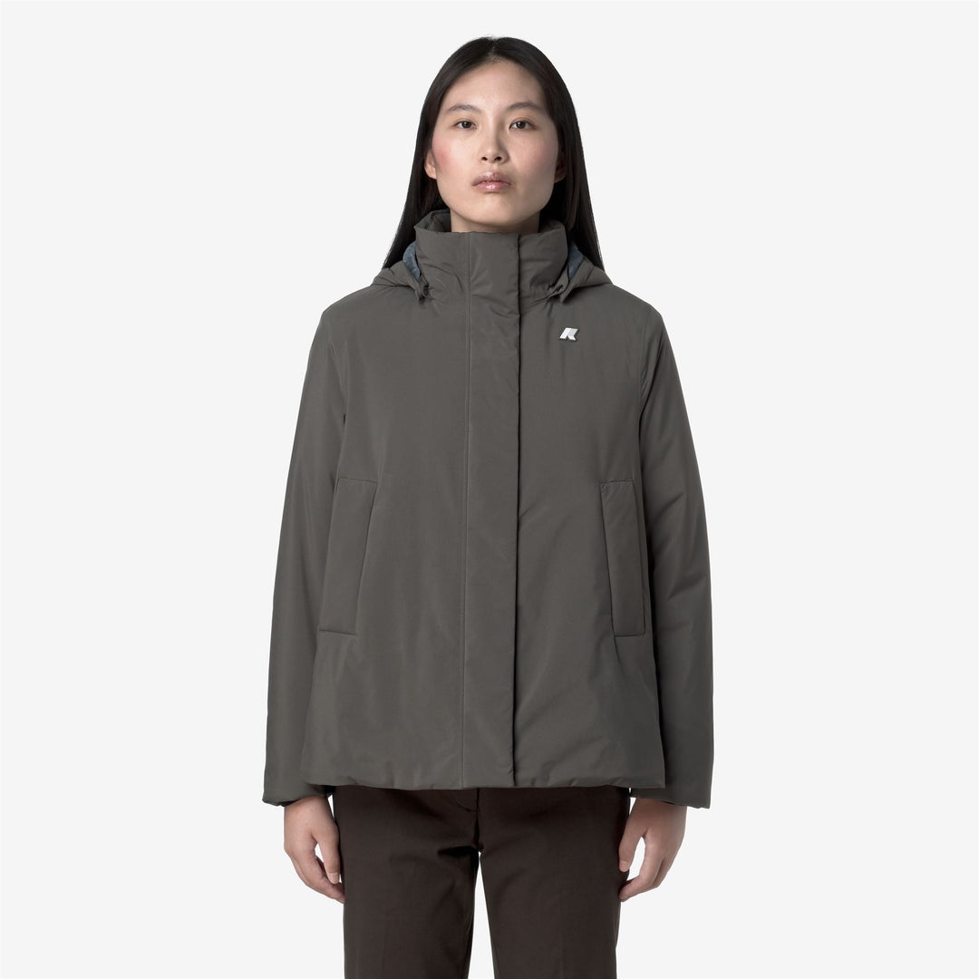 Grey Women's Short Waterproof Jacket with PrimaLoft Padding main