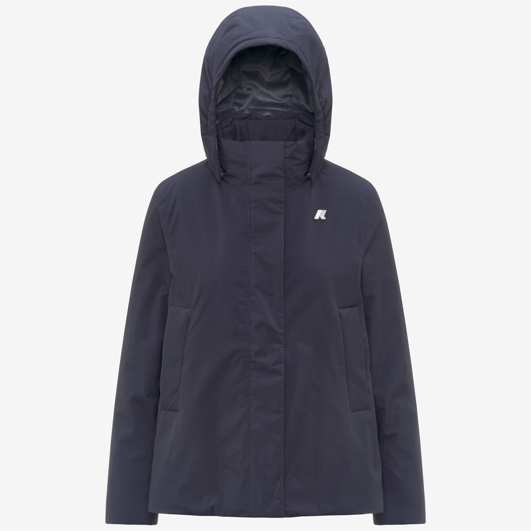 Chaqueta corta impermeable azul para mujer con acolchado PrimaLoft 01