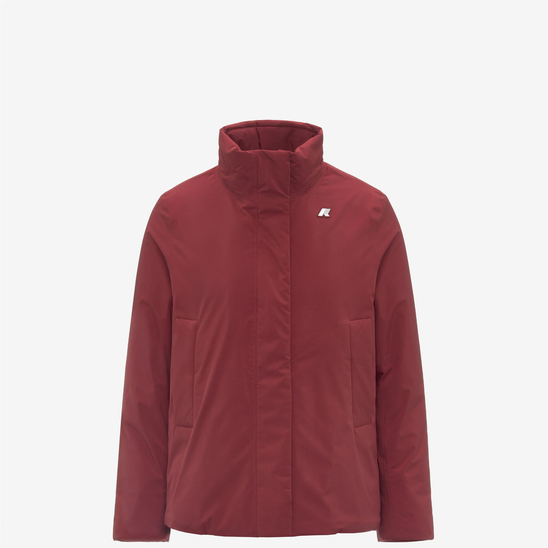 Chaqueta corta impermeable roja para mujer con forro de piel sintética main