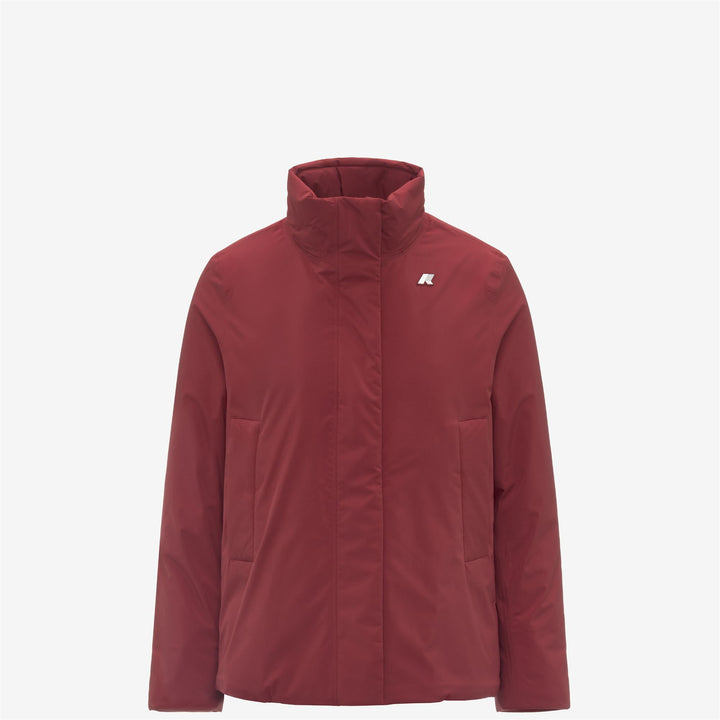 Chaqueta corta impermeable roja para mujer con forro de piel sintética 2