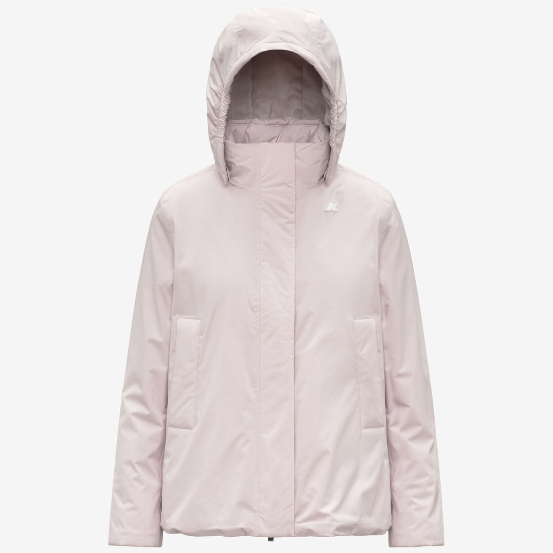 Chaqueta corta impermeable gris para mujer con forro de piel sintética 01