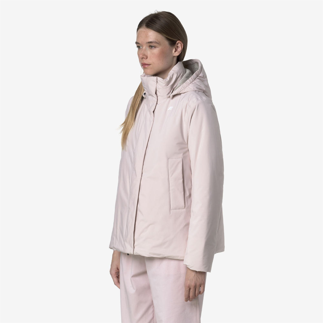 Chaqueta corta impermeable gris para mujer con forro de piel sintética main