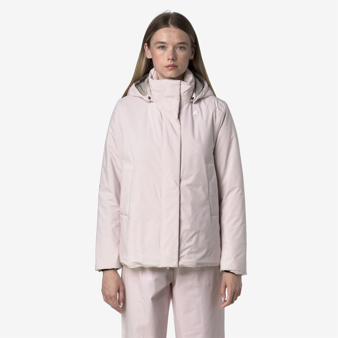 Chaqueta corta impermeable gris para mujer con forro de piel sintética main