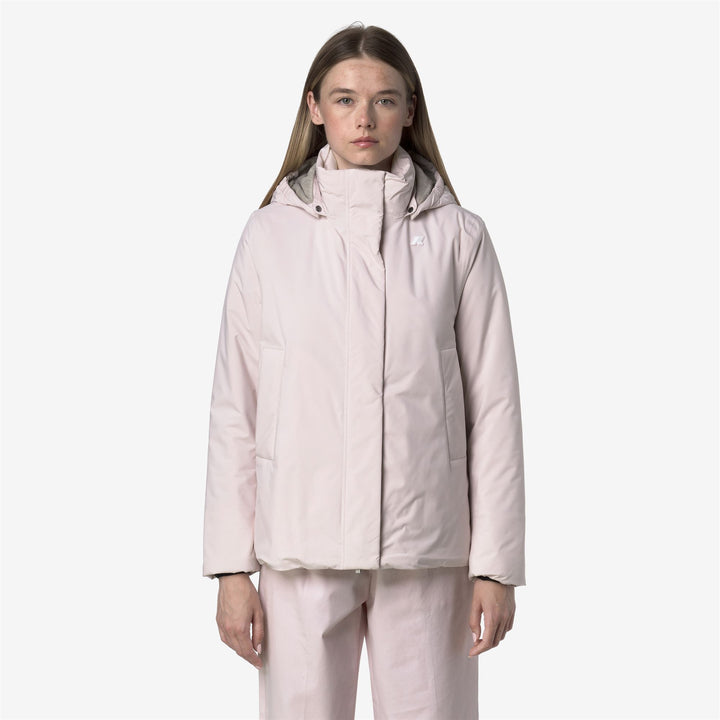 Chaqueta corta impermeable gris para mujer con forro de piel sintética 4