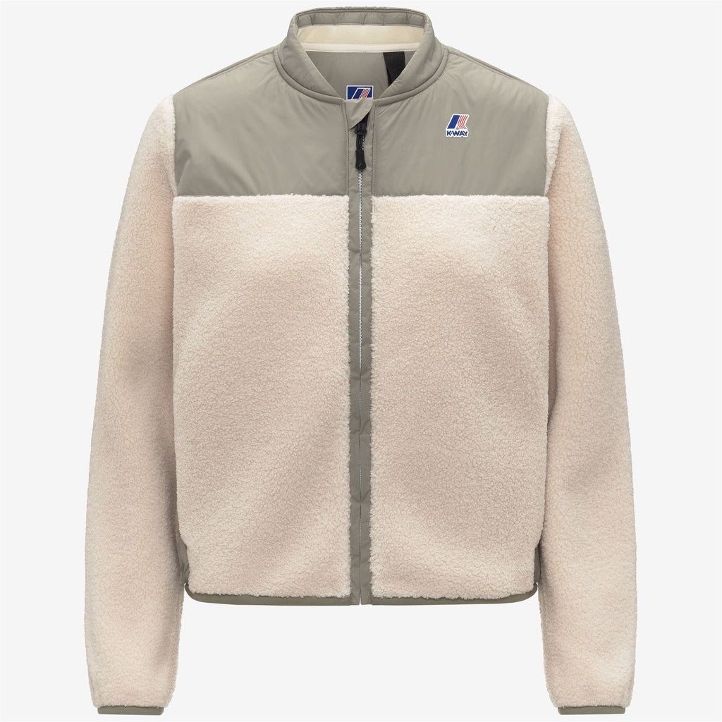 Fleece_WOMAN_BERNARDINE 4.0 ORSETTO_Jacket_Green Oak-Ecru - Commercial 1