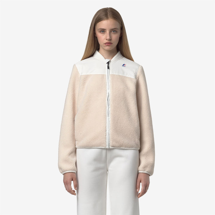 Chaqueta polar sherpa blanca para mujer con aislamiento PrimaLoft 3