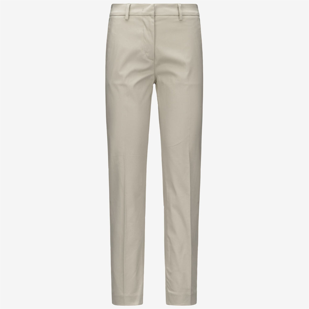 Pantalones chinos ajustados beige para mujer con tejido elástico 01