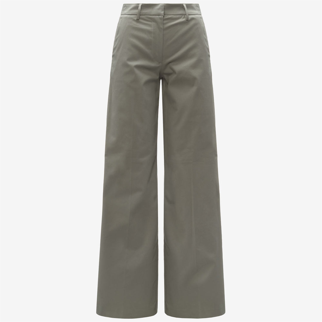 Pantalones chinos anchos de gabardina elástica para mujer, color verde 01