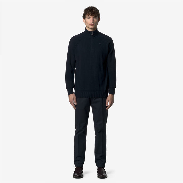 Pantaloni chino da uomo blu in tessuto gabardine elasticizzato 3