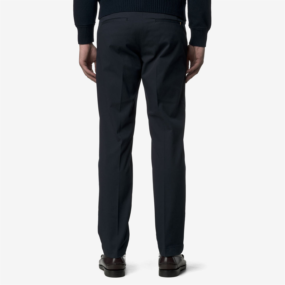 Pantaloni chino da uomo blu in tessuto gabardine elasticizzato main