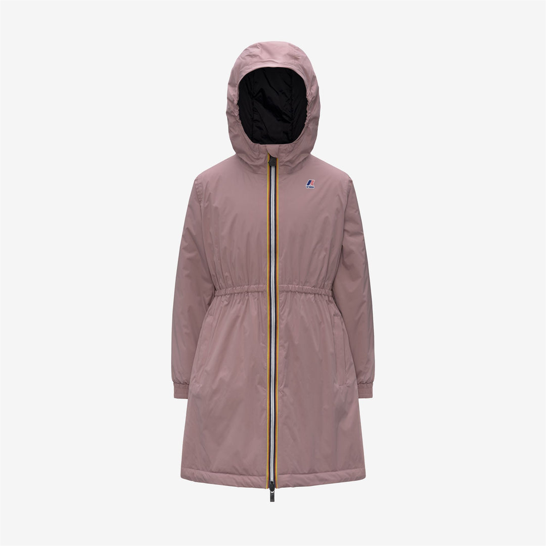 Chaqueta de nailon reciclado de longitud 3/4 para niña en color marrón rosado main