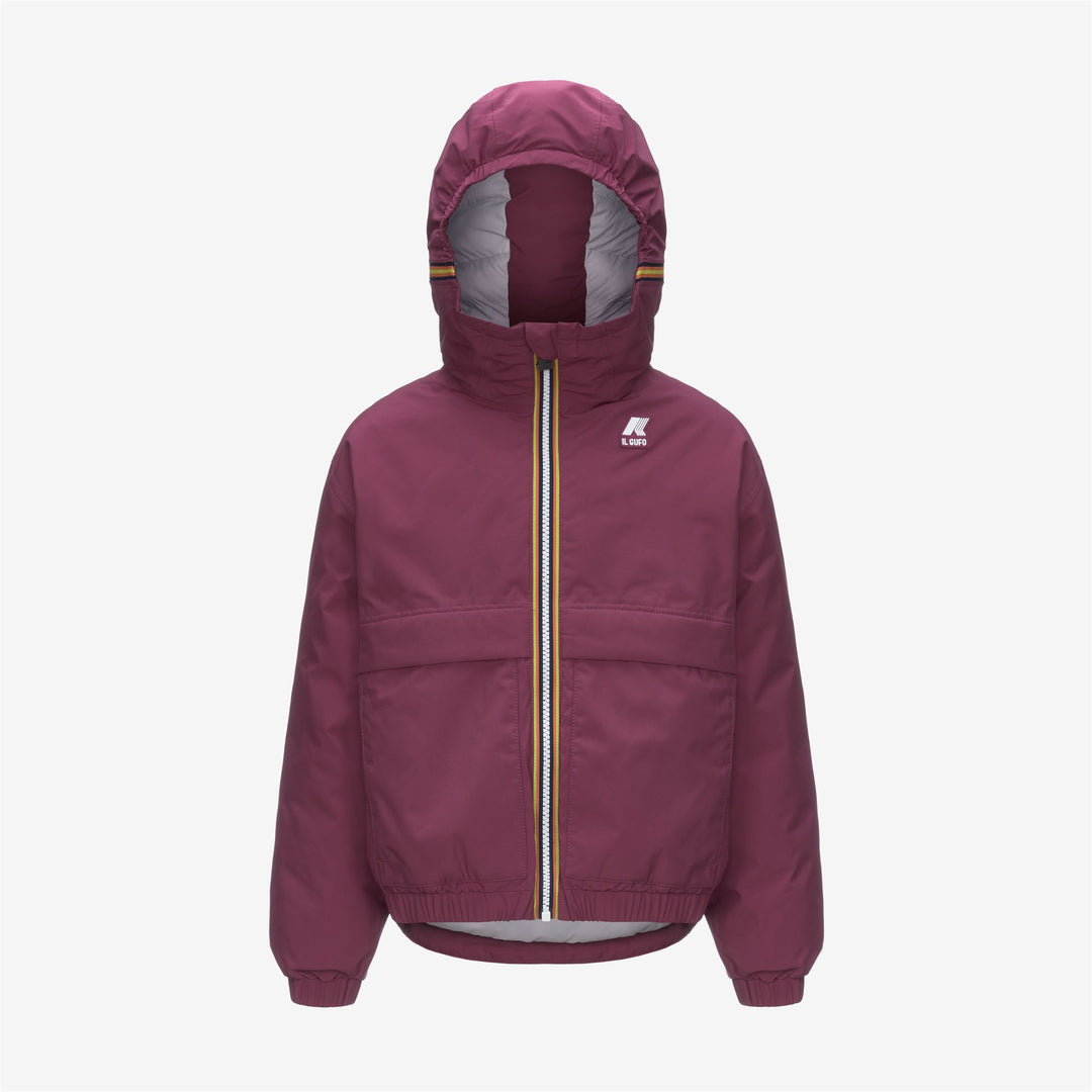Violet girl's short water-repellent jacket with eco-padding 01