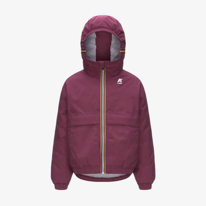 Violet girl's short water-repellent jacket with eco-padding 1