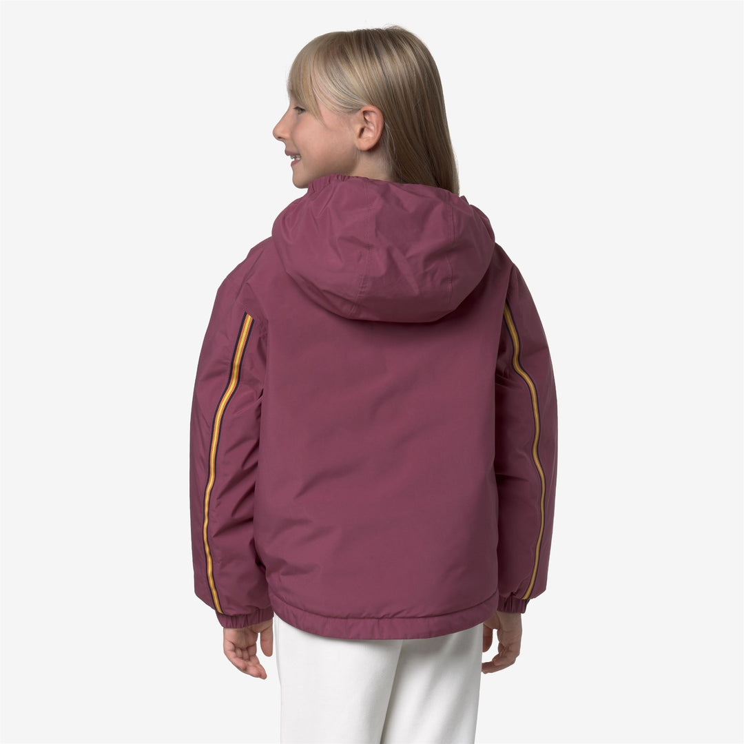 Violet girl's short water-repellent jacket with eco-padding main